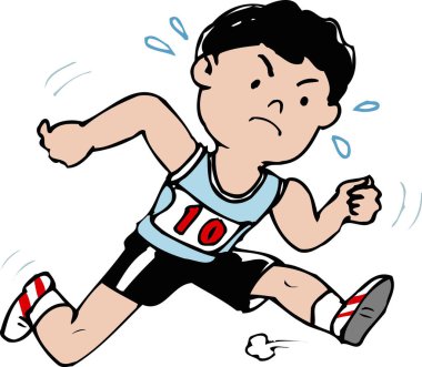 Çizgi film karakteri koşan bir çocuğun çizimi, spor