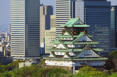 Osaka Castle and Obp Buildings in Japan clipart