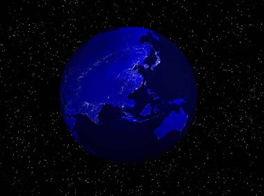 Toprak gece gökyüzünde