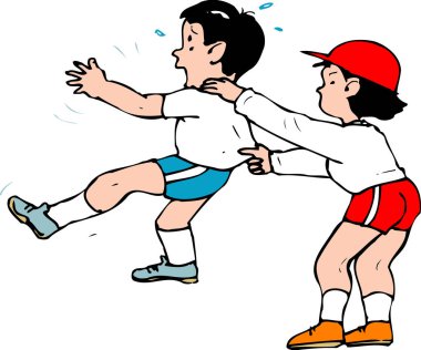 Çocuk oyun sırasında başka bir çocuğu itiyor.