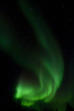Aurora Borealis, Kuzey Işıkları Gece gökyüzünde         