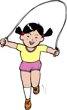 İp atlayan sevimli küçük kız çizgi filmi. 
