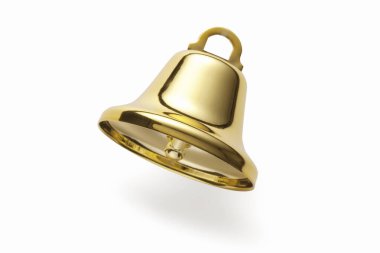 Beyaz arkaplanda izole edilmiş altın çanlı çan 