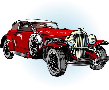 Klasik klasik arabanın karikatür çizimi 