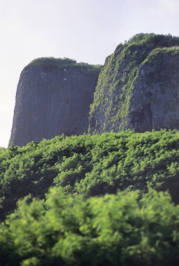 Yeşil dağlı güzel bir manzara.