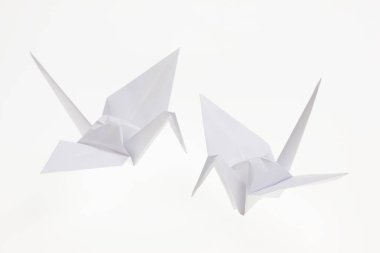 Kağıt uçak, beyaz arkaplanda izole.