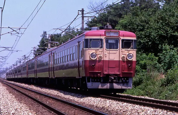 Japon kırsalındaki Tren Gündüz Görüşü 