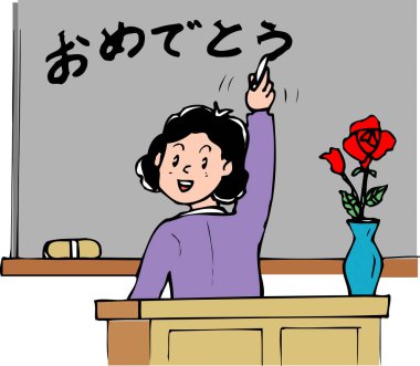 Çizgi film öğretmeninin güvertede yazdığı çizimler