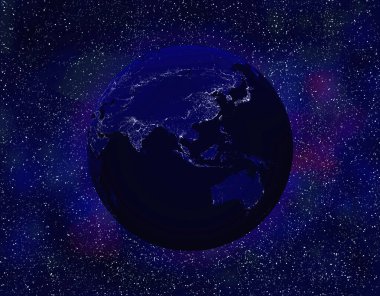 Uzayda yıldızlı dünyanın gece görüntüsü 