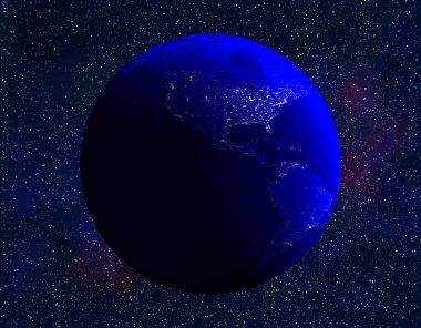 Uzayda yıldızlı dünyanın gece görüntüsü 