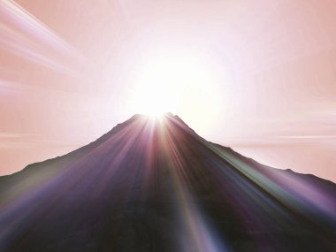 Dağın üzerinden gün doğuyor..