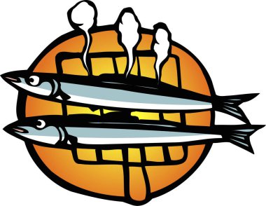 Izgaradaki balık beyaz arkaplanda izole edildi 