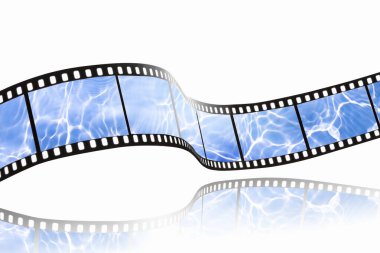  Beyaz zemin üzerinde mavi su bulunan film şeridi 