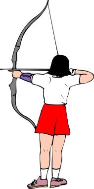 Beyaz arka planda kız okçu çizgi filmi 