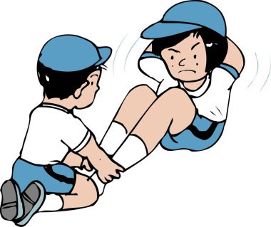 Kız mekik çekerken oğlan ayak bileği tutuyor.