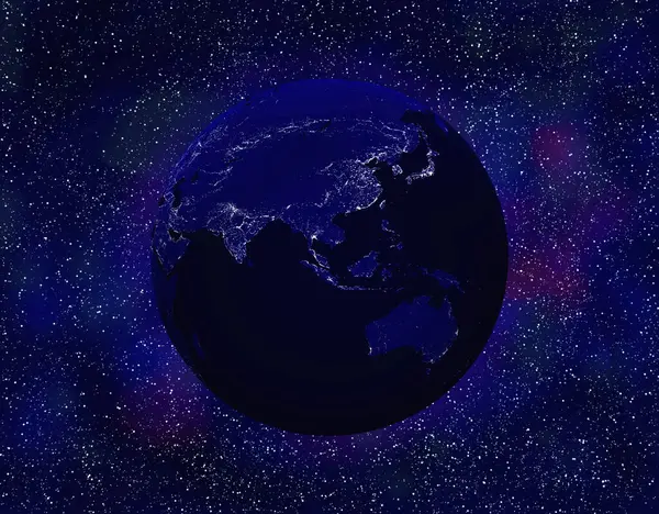 Uzayda yıldızlı dünyanın gece görüntüsü 