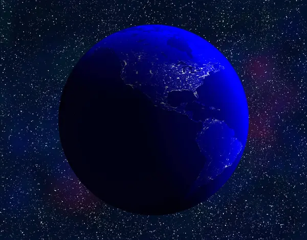 Uzayda yıldızlı dünyanın gece görüntüsü 