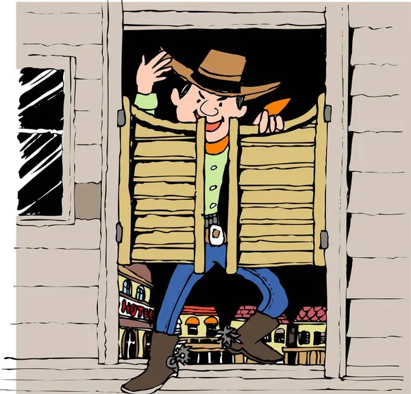 cartoon illustration of cowboy with big hat