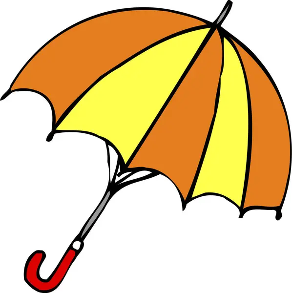 Umbrella Red Handle Illustration White Background — Stock Photo, Image