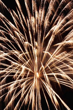 Gece gökyüzünde neşeli havai fişekler     