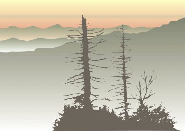 Renkli manzaralı dağ manzarası çizimi