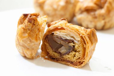 Lezzetli hamur işi, çikolatalı kruvasan manzarası 