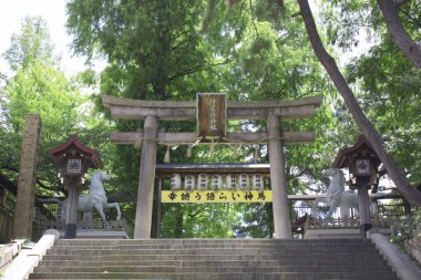 Japonya 'daki geleneksel Japon tapınağı manzarası