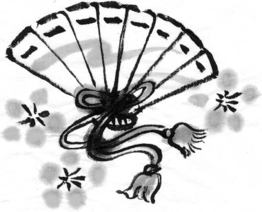 Çin yelpazesinin el çizimi.