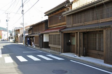 Japon şehrindeki eski geleneksel mimari