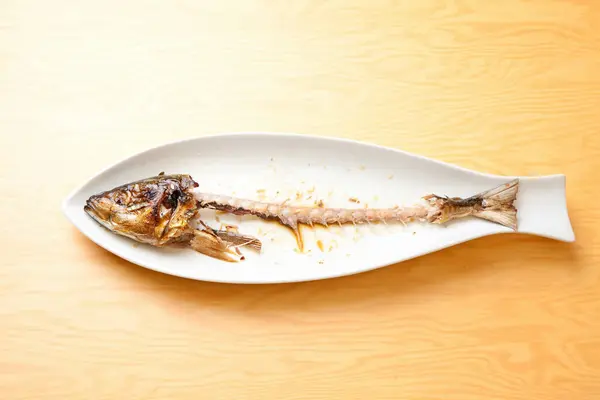 Fish Skeleton White Surface Close — Stock Photo, Image