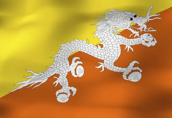 Národní Vlajka Bhútánu — Stock fotografie