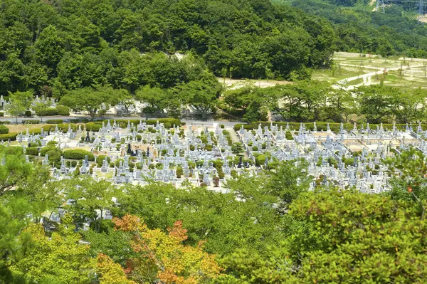 Cimetière Avec Des Tombes Été Japon Sur Fond — Photo