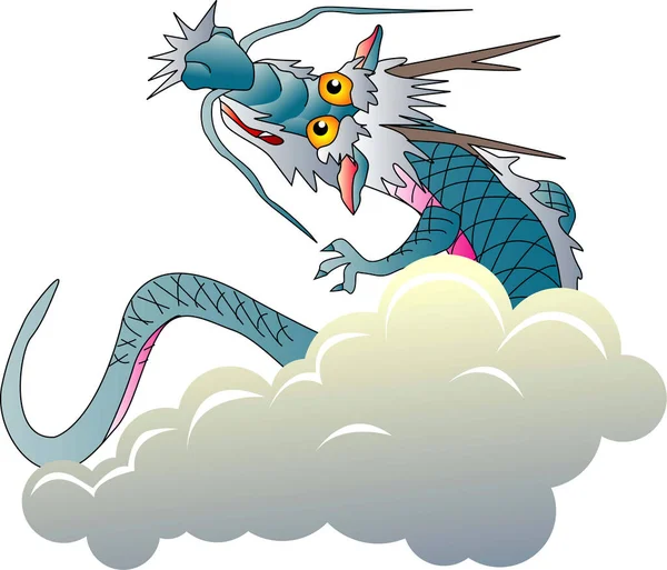 cartoon dragon in the clouds