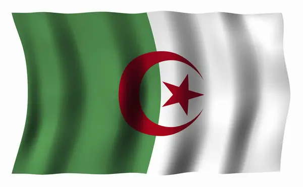 Bandeira Algeria Acenando Vento Isolado Sobre Fundo Branco Alta Resolução — Fotografia de Stock