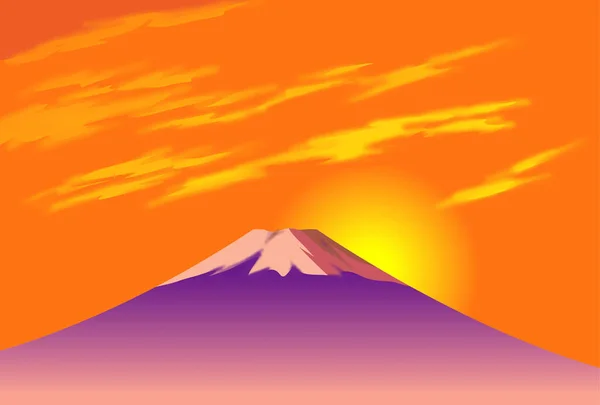 Färgglada Illustration Vackra Japanska Fuji Berg — Stockfoto