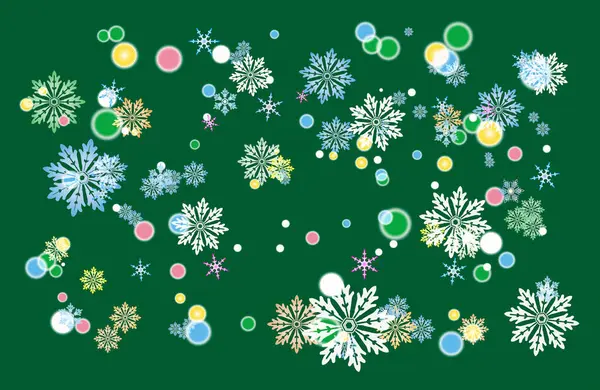Красочные Рождественские Снежинки Зеленом Фоне — стоковое фото