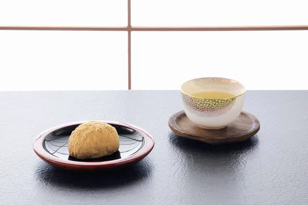 Chá Japonês Definido Mesa Madeira — Fotografia de Stock