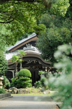  Arka planda güzel antik Japon tapınağı