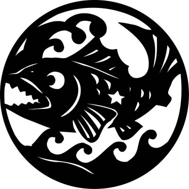 Beyaz arkaplanda burç işaretinin Balık çizimi 