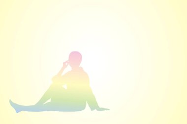 Renkli arkaplanda kız silueti 