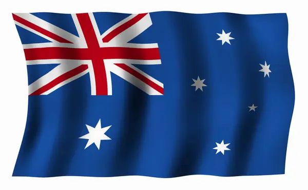 Beyaz Arka Planda Avustralya Bayrağı — Stok fotoğraf