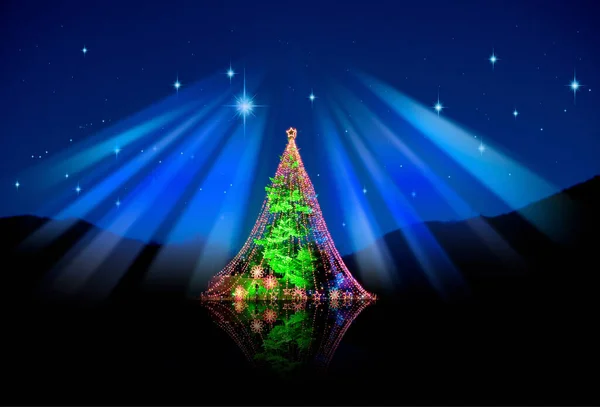 Colorful Winter Holidays Background Decorated Christmas Tree — Stock Photo, Image