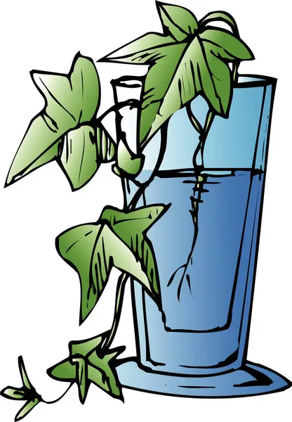 Ilustración Vectorial Vaso Agua Con Una Planta — Foto de Stock