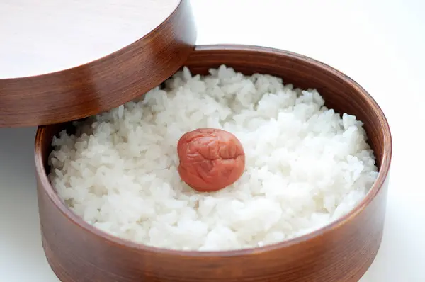 Японська Кухня Рис Сливою Фоні Крупним Планом — стокове фото