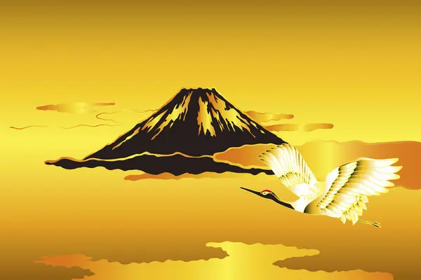 Stylish Traditional Ethnic Japanese Illustration Crane — Stok fotoğraf