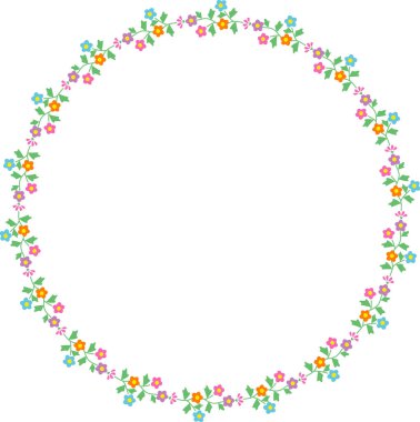 güzel dekoratif çerçeve beyaz arka planda çiçek elementleri.         