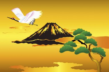 Vinçli geleneksel Japon çizimleri.