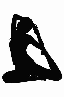 Yoga egzersizi yapan kadının silüeti. 