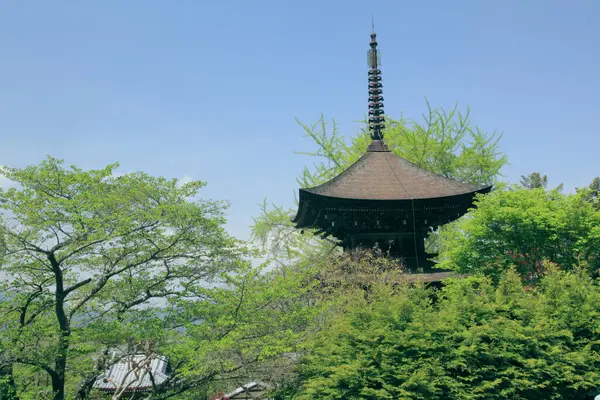 stock image Octagonal Three-storied Pagoda of the Anraku-ji Buddhist temple in Ueda City, Nagano Prefecture, National Treasure of Japan