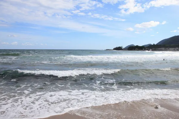 Ondas Mar Com Espuma Batendo Praia — Fotografia de Stock